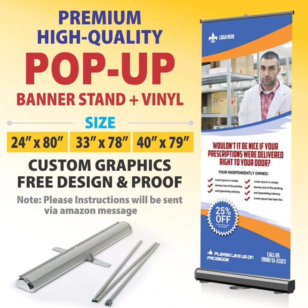 Amazon Com Roll Up Banner Stands With Vinyl Print Retractable