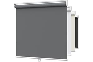 MYshade Blackout Cordless Roller Shades, Room Darkening Free-Stop Roll Up Blinds for Windows, Pull Down Blocking Blind for Home and Office, Easy to Install, 34" W X 72" H, Grey