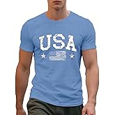 TUPOSU Mens USA Shirt American Flag T-Shirt 4th of July Patriotic Short Sleeve Tee