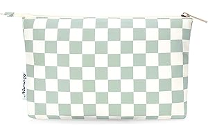 Narwey Small Checkered Makeup Bag for Purse Cute Cosmetic Bag Mini Travel Makeup Bag Zipper Pouch Bags for Women and Girls (M