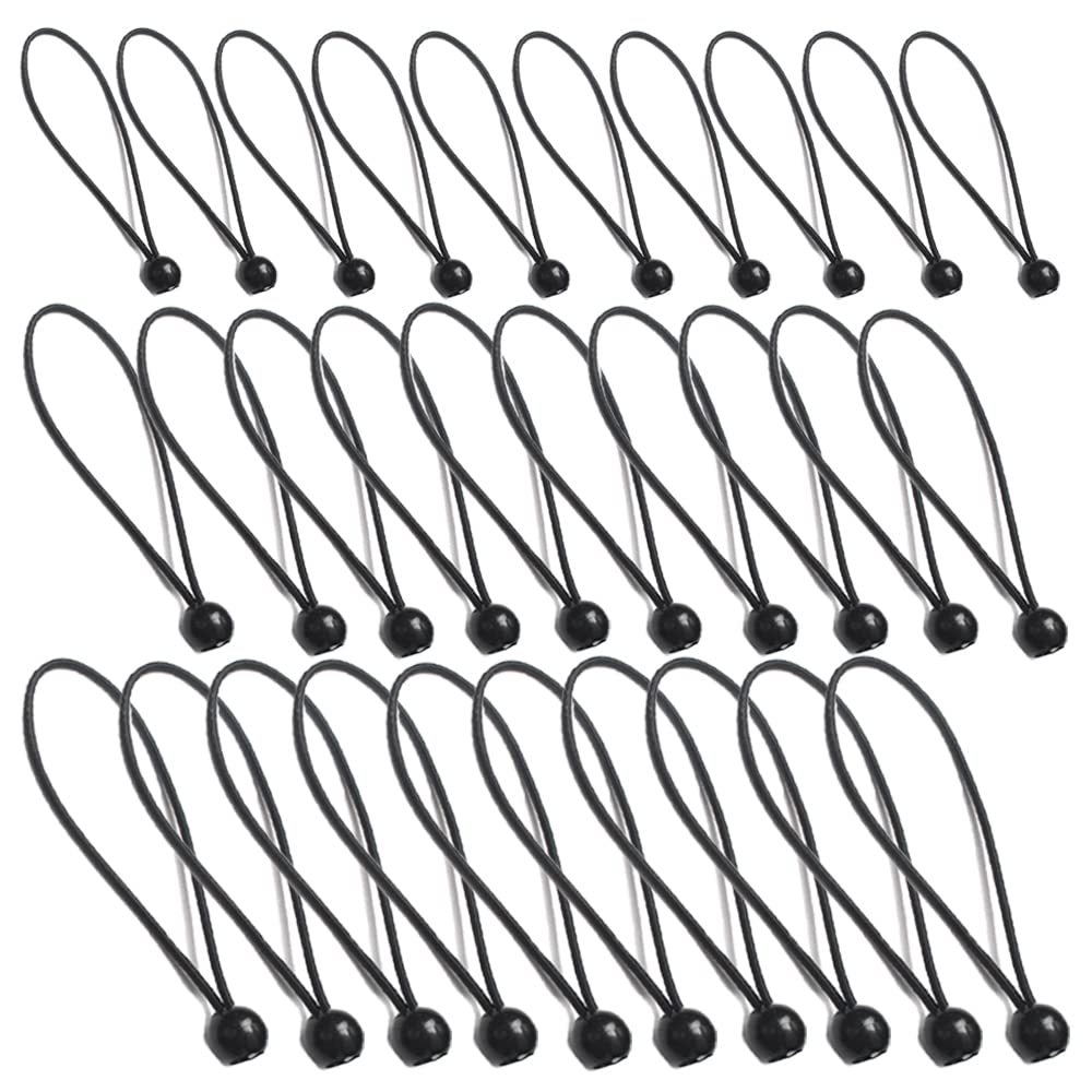30 pcs Ball Bungee Cords, BOSOIRSOU 6" 8" 10" Tie Down Strap Elastic String Heavy Duty Tarp Bungee Cords for Camping Tents Cargo Holding Wire