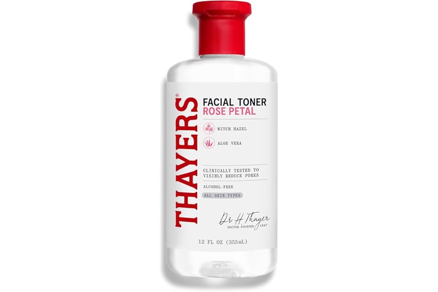 THAYERS Alcohol-Free Rose Petal Witch Hazel Facial Toner for Glowing Skin, Soothing, Hydrating, Refreshing Toner for All Skin Types, 12oz (Packaging May Vary)