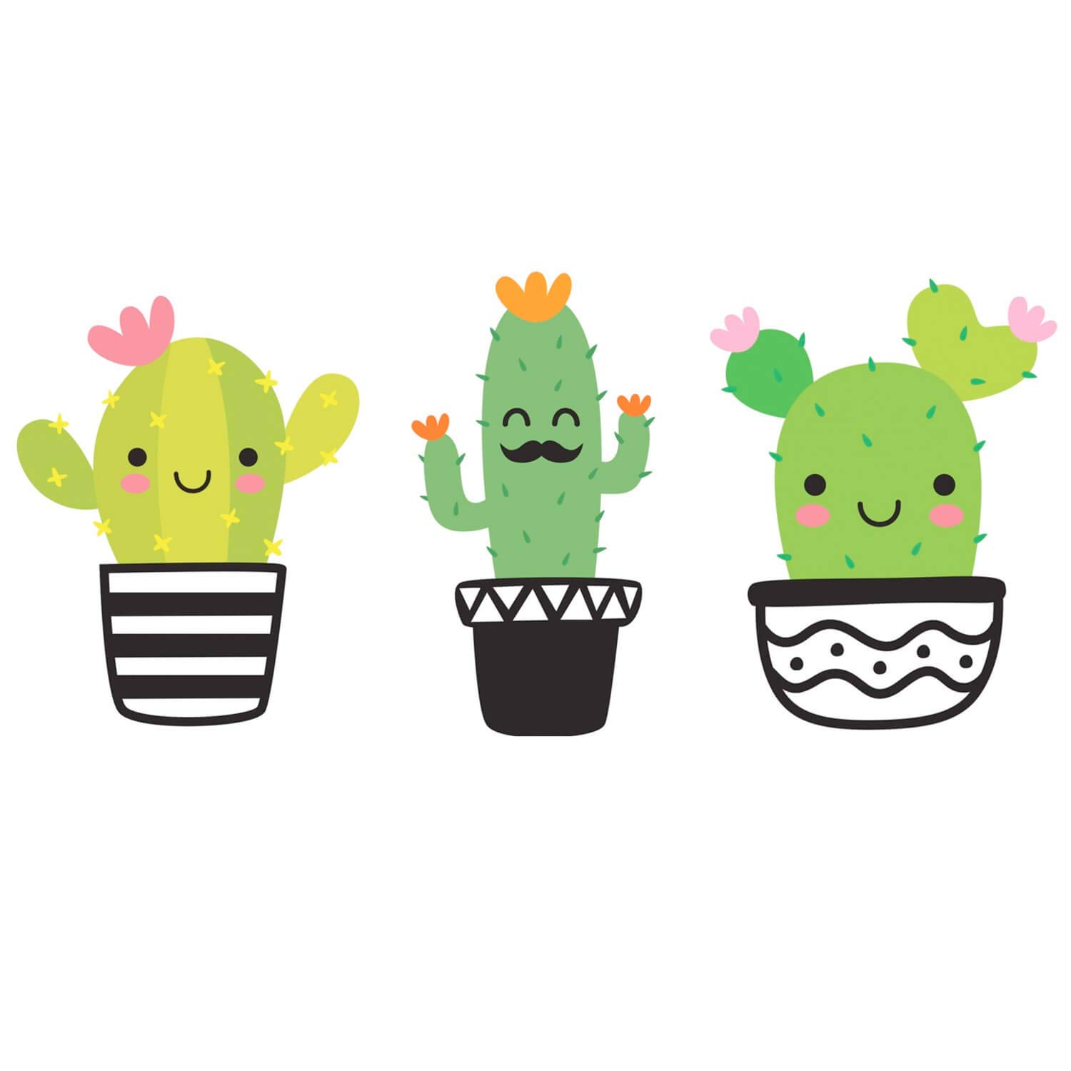 3 Pack Cute Cactus Stickers Decals 5 X 3 Kawaii Vinyl For Laptop Car Waterbottle Amazon In Home Kitchen