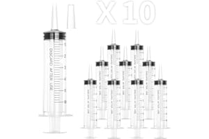 VAOKIN 60ml Plastic Syringe with Cap, Large Syringes without Needle for Liquid, Scientific Labs, Measurement, Pet Feeding ,Ink Refilling ,Oil or Glue Applicator, Individually Wrapped (10 Pack)