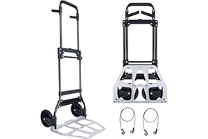 Insdawn Hand Truck Dolly Foldable 350LB Capacity Moving Dolly Cart with 2 Wheels Aluminum Folding Hand Cart Heavy Duty Foldable Dolly with Swivel Handle Folding Dolly Trolley with TPR Wheels