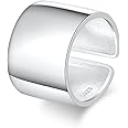 SILBERTALE 14mm Wide 925 Sterling Silver Plain Big Adjustable Open Finger Ring Cuff Thumb Ring Band Fits US Size 5-7