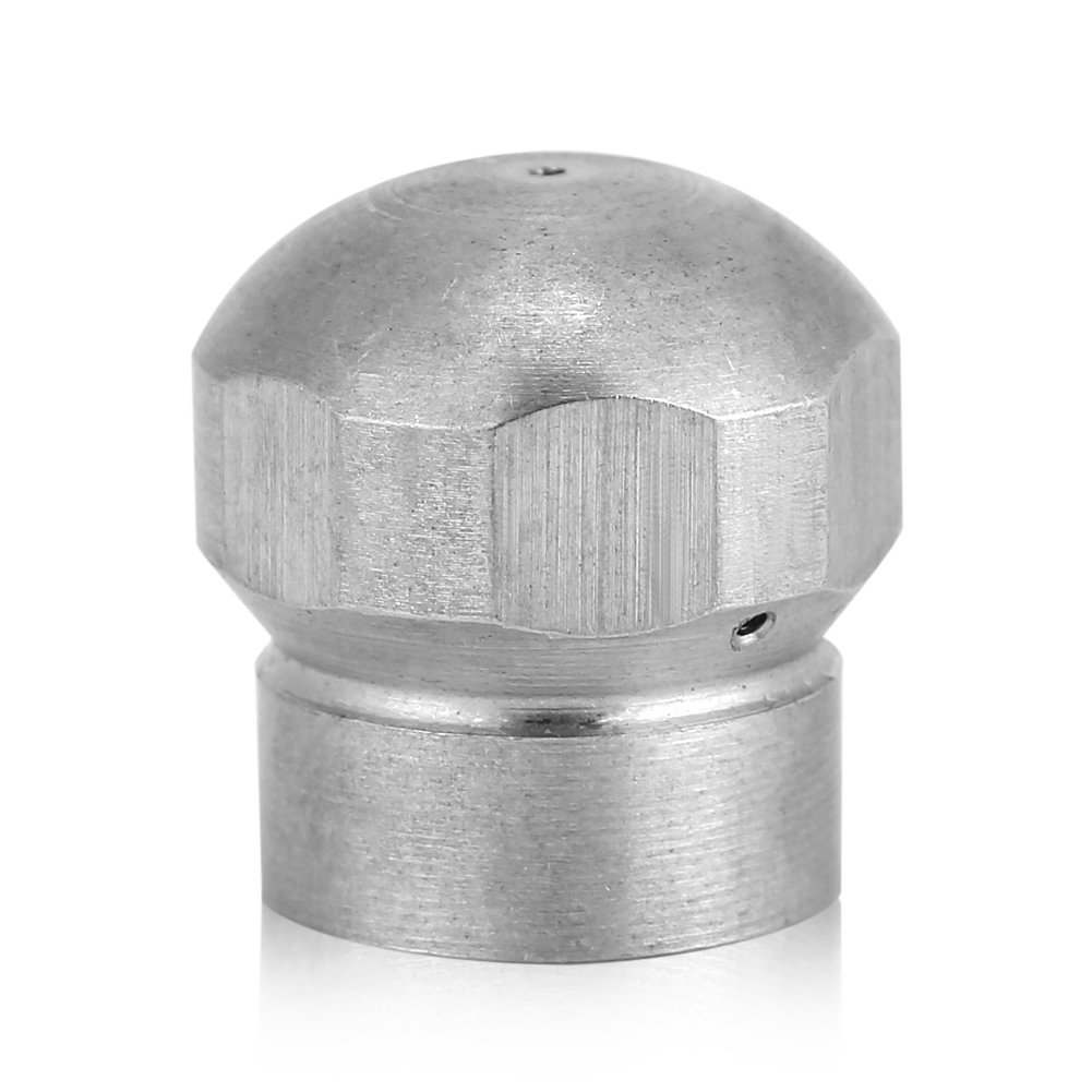 Haofy Jet Nozzle Sewer, Sewer Jetting Nozzle for High Pressure Washer Fixed Sewer Jet Nozzle Pipe Cleaning Nozzle with Spray Holes G1/8'' Stainless Steel Drain Hose Silver