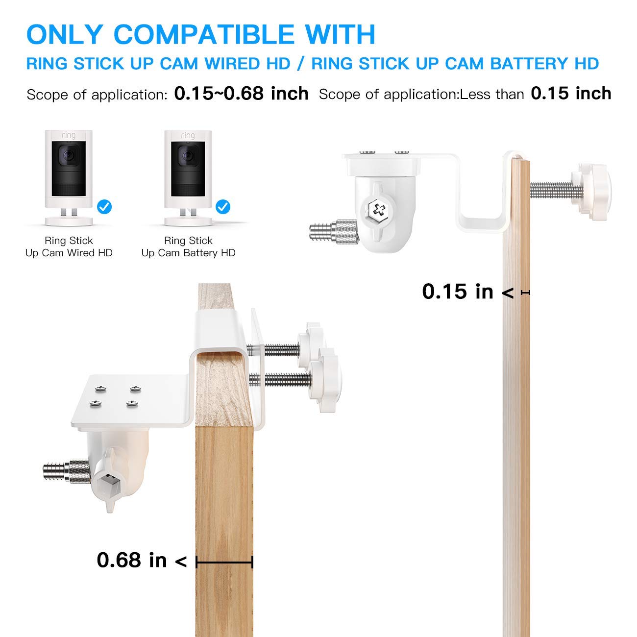 HOLACA Gutter Mount for Stick Up Cam Plug-in HD Security Camera and Stick Up Cam Pro Stick Up Cam Battery HD Security Camera-Weatherproof-Give a Perfect Angle for Your Ring Stick Up Cam(3rd)