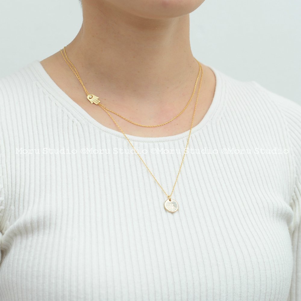 Buy Side Hamsa Necklace, Gold Tiny 