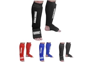 Combat Sports Shin & Instep Padded Guards, Elastic, Impact-Absorbing Shin Guards with Snug Support, Ideal for MMA, Muay Thai,