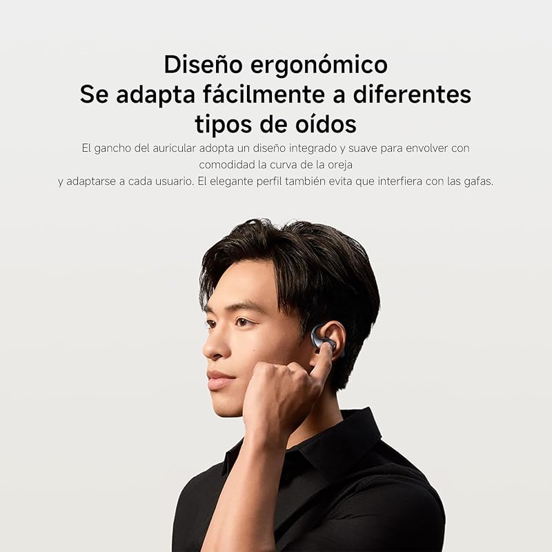 OpenWear Stereo - Auriculares inalámbricos, cancelación de Ruido, Driver dinámico, Doble micrófono, 7.5 Horas de autonomía y 38,5 Horas con el Estuche de Carga, Beige (Versión ES)