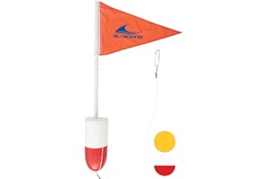 BLUEWING Swordfish Buoy Daytime Deep Drop 1pc Float Flag with Long Line Clip for Tuna/Shark/Fishing Red/Orange