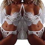 FAPIZI ♥ Lingerie ♥ Women Lingerie Lace Dress Babydoll Underwear Nightwear Sleepwear G-string (M, White)