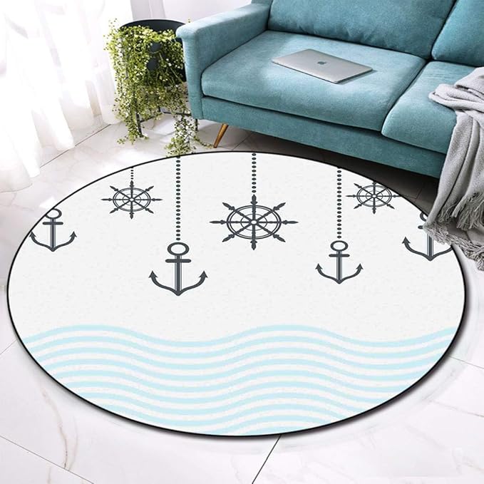 Anchor Luxury Round Rugs, Anchors with The Chains on Top of