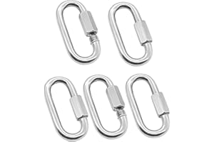JENSWILL 5 Pack 1/8" Quick Link, M3.5 Chain Link 304 Stainless Steel D Shape Locking Carabiner Heavy Duty Repair Link Pets Keychain for Outdoor Traveling Equipment Capacity 174lb