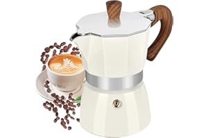 BOMPCAFE Moka Pot 300ml-6 Espresso Cup Maker, Italian Stovetop Coffee Makers Percolator, Aluminum, Easy To Use & Clean, Campi