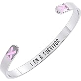 Happy Kisses Cancer Awareness Bracelet - Ribbon, “Funk Cancer” & I Am Survivor - Gift for Women and Men
