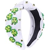 Lonext St Patrick's Day Headbands for Women, Green Shamrock Headbands with Rhinestone