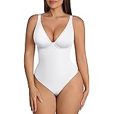 FeelinGirl Shapewear Bodysuits for Women Tummy Control Body Suits Deep V Neck Thong Body Shaper