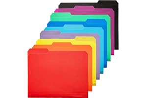 KTRIO 9 Pack Plastic Colored File Folders, Filing Folders for Letter Size, Poly File Folder, Assorted Colors, 1/3-Cut Tabs