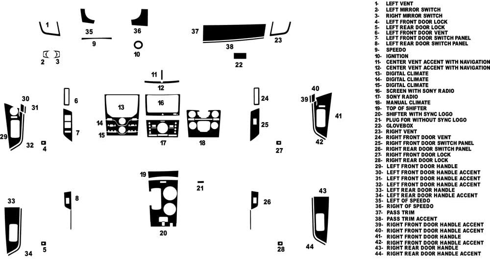 Rvinyl Rdash Dash Kit Decal Trim for Ford Edge 2011-2014 - Wood Grain (Zebrano Mahogany)