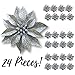 BANBERRY DESIGNS Poinsettia Silver Glittered Clip-on Flowers - Set of 24 - Ornaments - Holiday Decorations - Each is 4