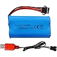 sea jump 7.4V 1200mah SM-4P Plug Rechargeable Battery with USB Charging Cable for EC08 RC Toy Car Model Off-Road Vehicle Climbing Drift Racing Remote Control Boat Battery