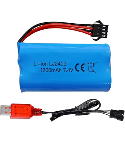 ZYGY – 2 Batteries 7.4V 1000mAh SM-4P + Câble USB – Pour RC DE36W DE65 NO.1809