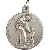 I G J 925 STERLING SILVER SAINT FRANCIS OF ASSISI MEDAL - 100% MADE IN ITALY
