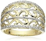 10k Yellow Gold Filigree Diamond Ring (1/10 cttw, I-J Color, I2-I3 Clarity), Size 8