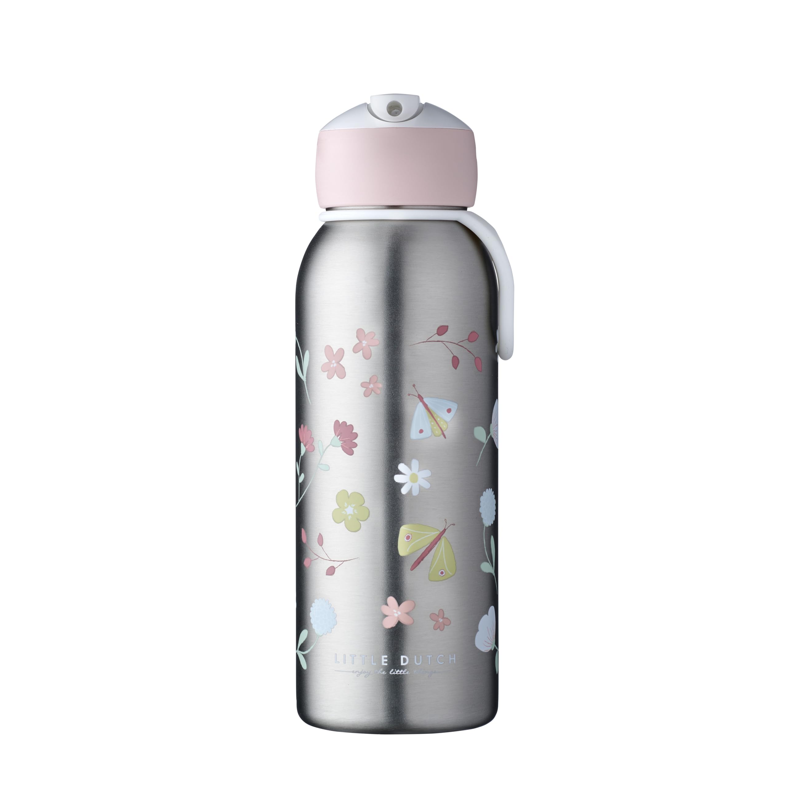 Mepal - Insulated Bottle Flip-up Campus Little Dutch - Insulated Drinking Bottles For Childeren - Stainless Steel Drink Bottle - 9 Hours Hot & 12 Hours Cold - BPA-free - 350 ml - Flowers & Butterflies