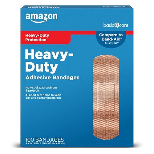Amazon Basic Care Heavy-Duty Fabric Adhesive Bandages, First Aid and Wound Care Supplies, One Size, 100 Count