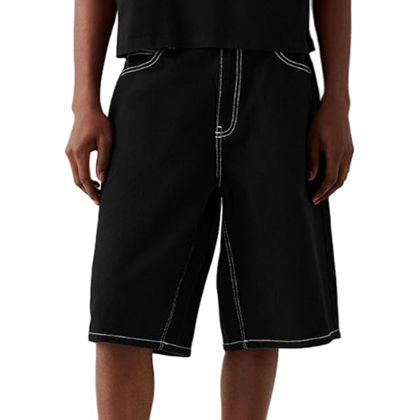 Hulpvktsgiq Baggy Jean Shorts for Men Casual Loose Fit Hip