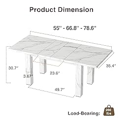 Vabches Extendable Dining Table for 6 8 10, 55'' to