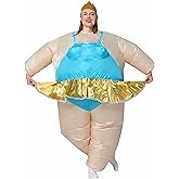 HIYAPATY Inflatable Ballerina Costume Adults Blow Up Sumo Fat Dancer Suit for Halloween Party