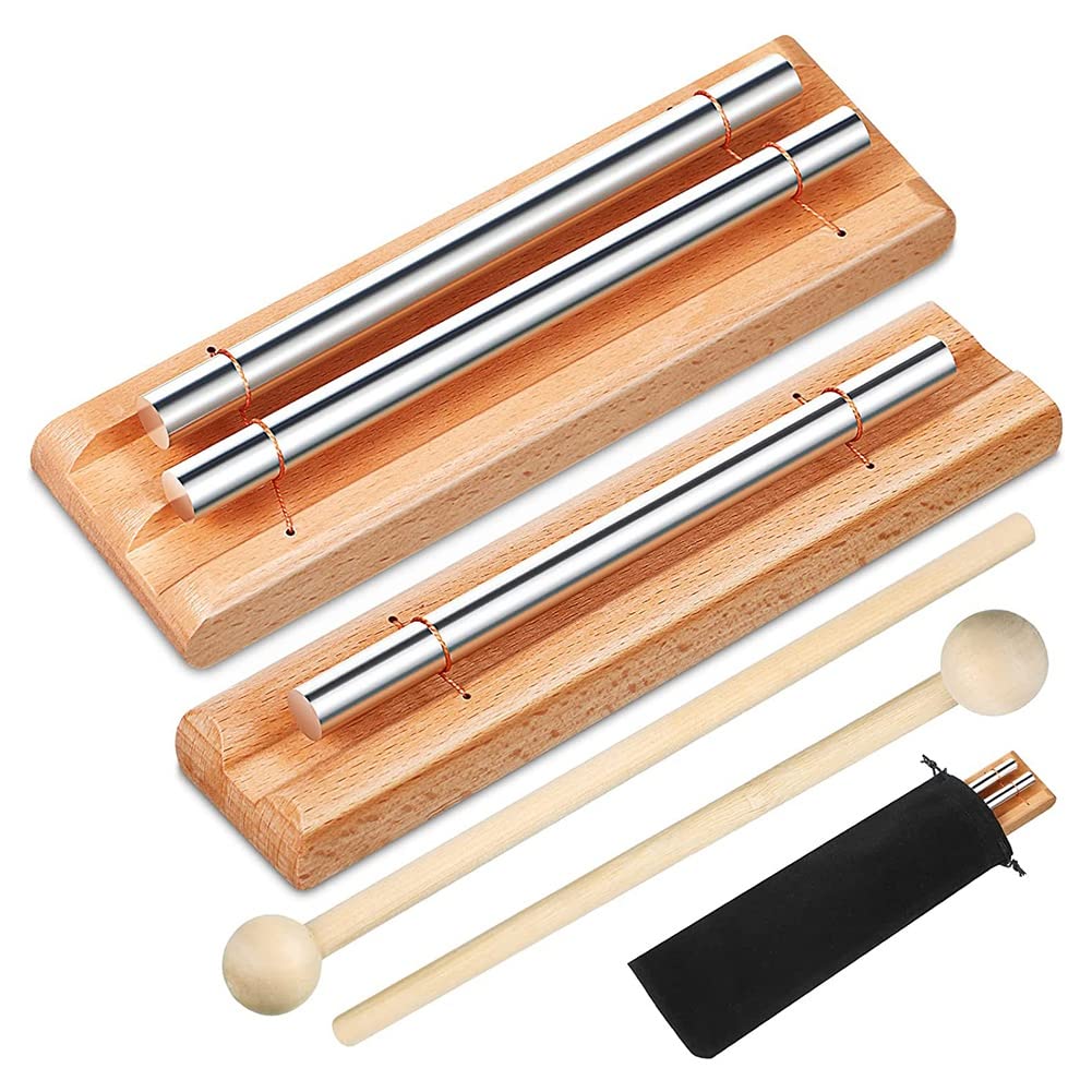 Stroagymoon 2-Piece Chime Set: 1-Tone & 2-Tone Percussion Instruments with Mallet & Storage Bag