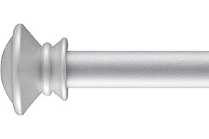1 Pack Silver Curtain Rod 30 to 48 inches Adjustable, Curtain Rods for Window with Brackets, 5/8" Diameter Metal Curtain Rod,