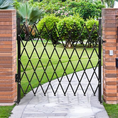 Single Folding Security Gate, 50” H x 75” W, Heavy Duty Steel Expandable Barrie…