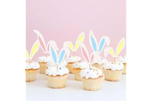 Keaziu 24 Pack Happy Easter Cupcake Toppers for Bunny Party Decorations Cake Picks Cake Food Decor Appetizers Toothpicks Party Supplies Mulitycolor