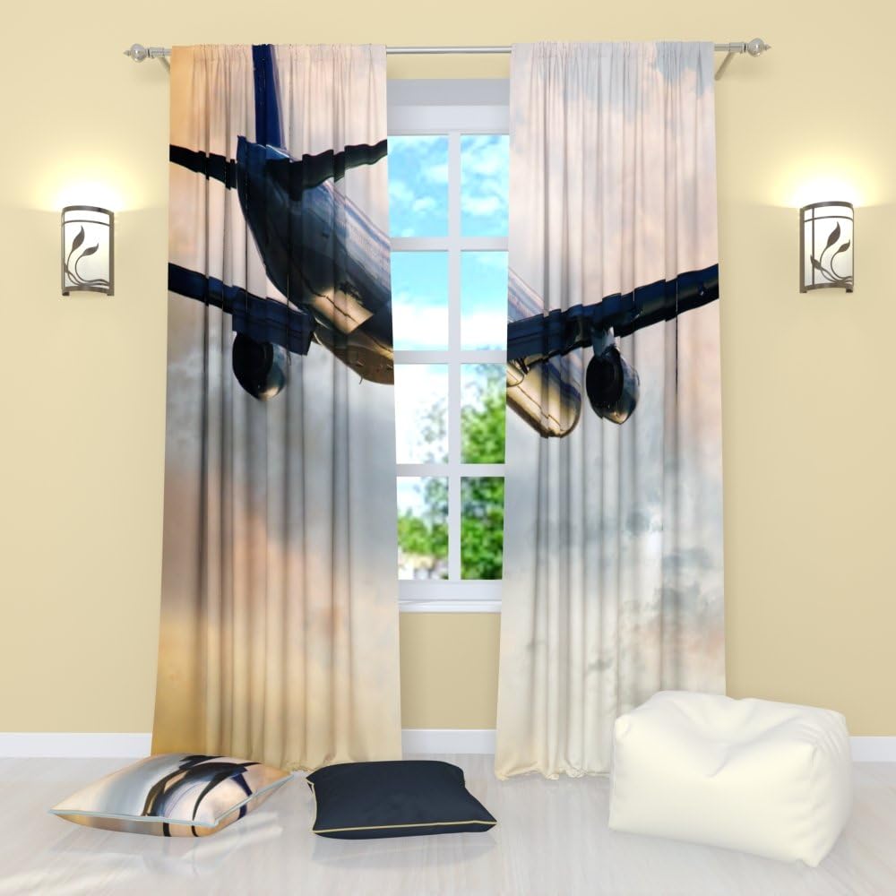 Amazon.com: Factory4me Planes Curtains Plane in The Sky. Window Curtain