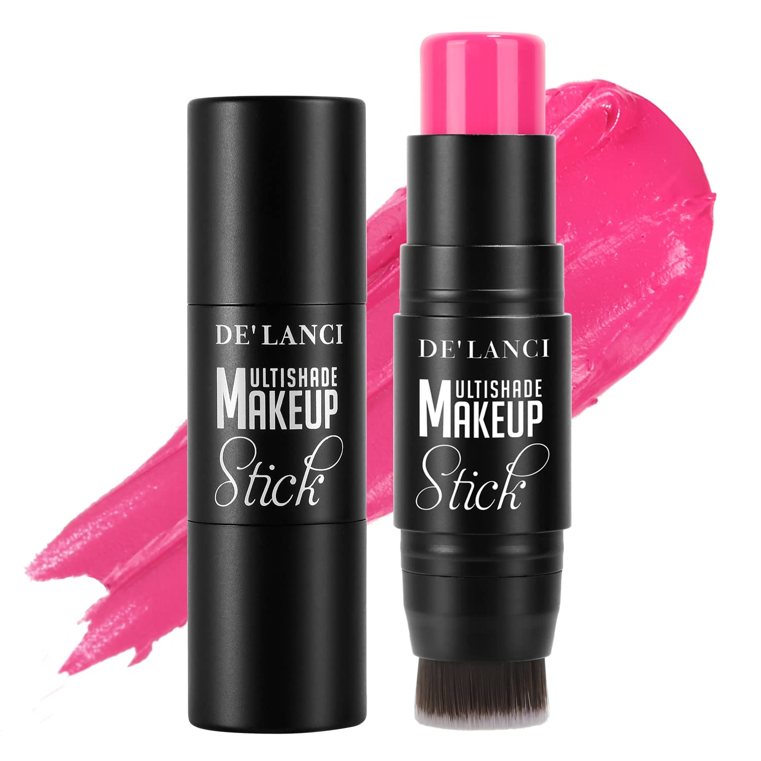 3 In 1 Cream Blush Stick for Cheeks & Lips & Eyeshadow in a Waterproof Smooth Moisturizing Creamy Formula,Buildable Lightweight Cream Blush Makeup Stick with Biuld-in Brush,Easy to Use Multistick,Rose