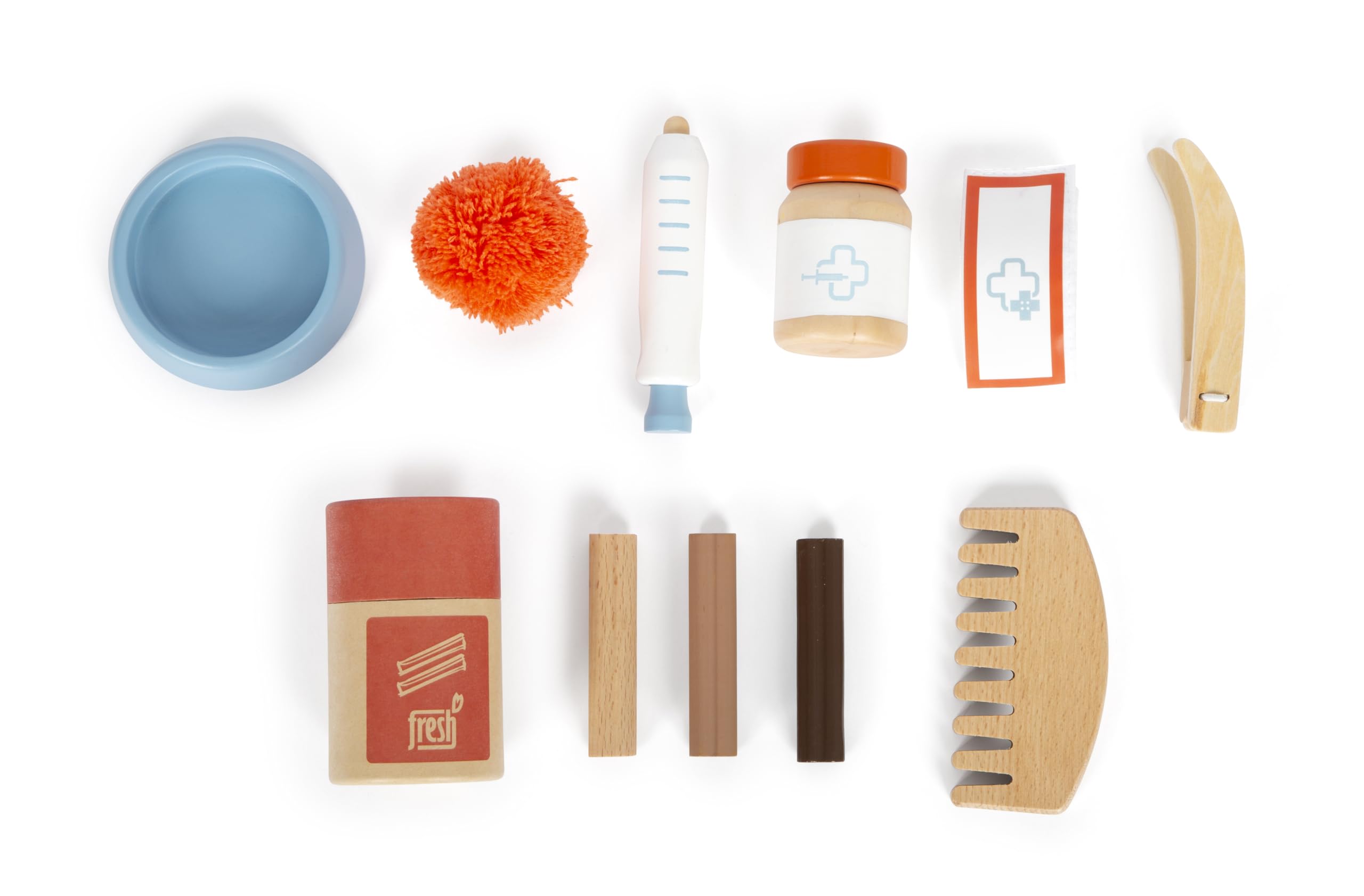 small Foot Katze mit Tasche und Pflege-Set, 15-teiliges Haustier-Spielzeug für Kinder ab 2 Jahren, Rollenspiel für Tierpflege, 12601 2