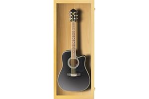 PENNZONI Acoustic Guitar Display Case - Acrylic Acoustic Guitar Case - Guitar Display Case Wall Mount Made from Hardwood Frame & Clear Acrylic - Golden Oak w/No Felt