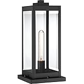 Quoizel Westover Outdoor Post Lantern, 16 Inch 1-Light Earth Black Modern Lamp Post, Clear Beveled Glass, Outside Pole Light 