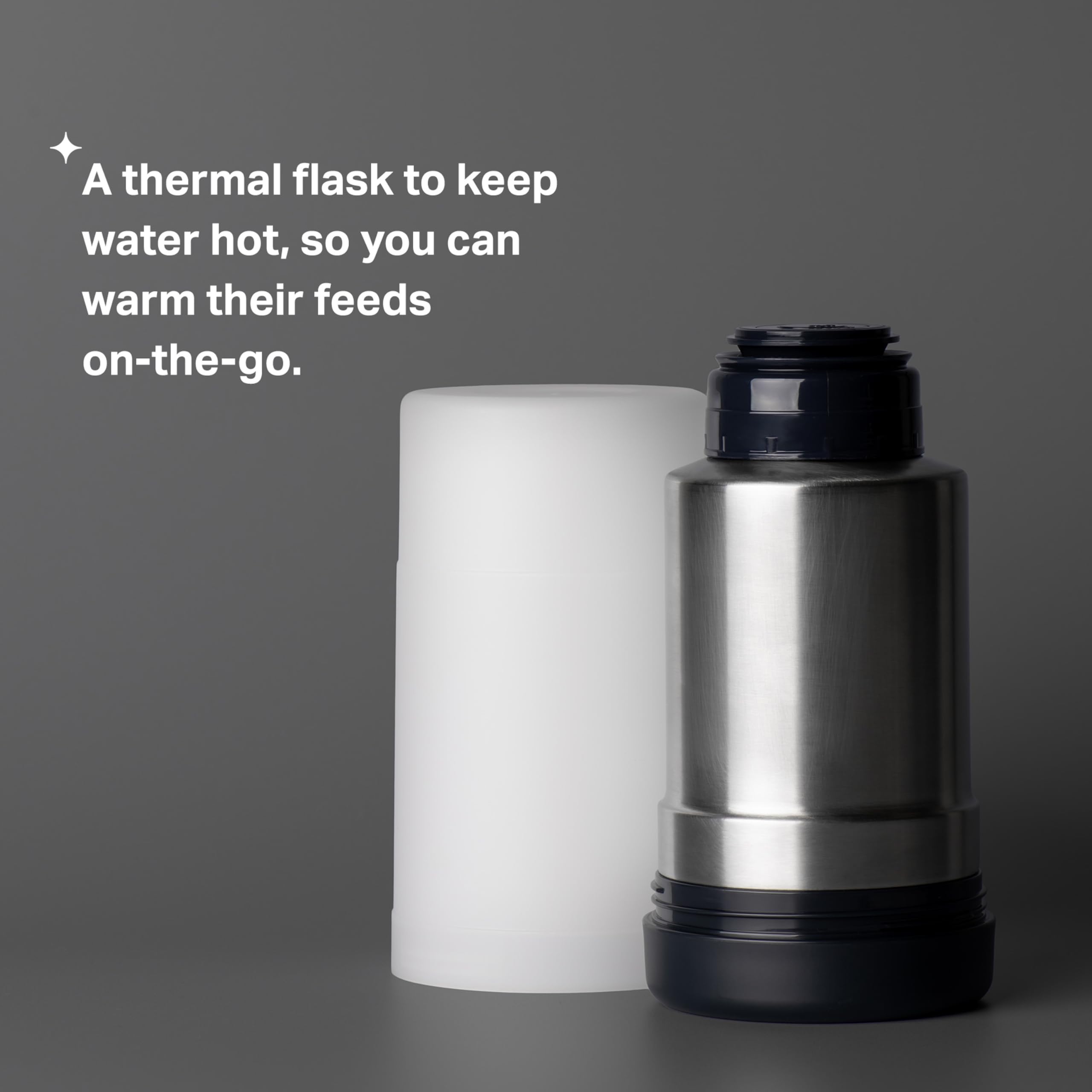 Tommee Tippee Portable Travel Baby Bottle and Food Warmer, Thermal Insulation, Stainless-Steel Flask with Leak-Proof Lid