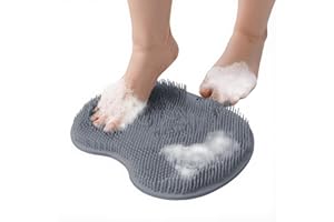 Eptchn Hands-Free Silicone Foot Scrubber Mat GripCleanse with Suction Cups – Deep Cleaning Foot Brush & Back Massager Pad, Anti-Slip Foot Scrubber Mat for Shower Floor (Gray)
