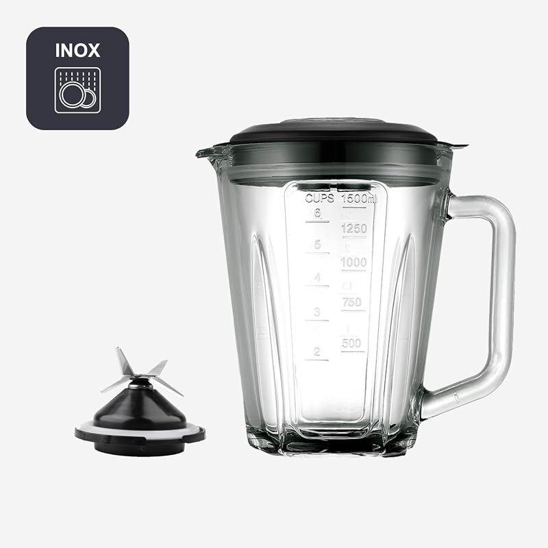 - Blender 800W, Glas, 1,5L, IJs crushen, RVS