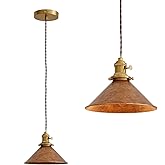 Oyisen Hanging Pendant Light Rusted Copper Lampshade with Adjustable 6.5Ft Cord Pendant Ceiling Lights Retro Antique Hanging 
