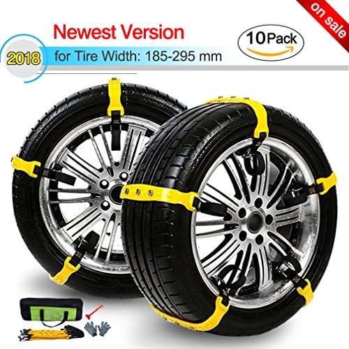 [2018 NEWEST VERSION] Snow Chain, Snow Tire Chains for SUV/Trucks Adjustable Truck Snow Tire Chains Snow Chains for Car Anti-Slip Tire Chains for Snow Tires Width with 7.3-11.6''/Set of 10