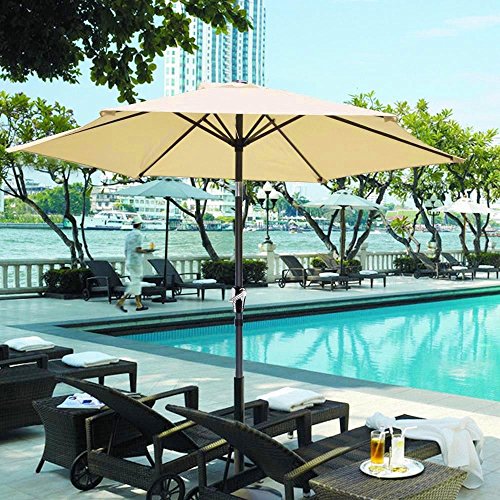 New Beige 8 Ft Patio Umbrella Aluminum Buy Online In Albania At Desertcart